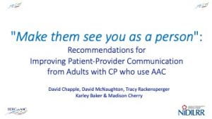 Recommendations for improving patient-provider communication from adults with CP