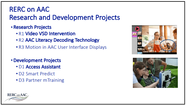Slide describing RERC research and development projects