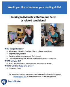 Online Literacy Study for Adults with Cerebral Palsy
